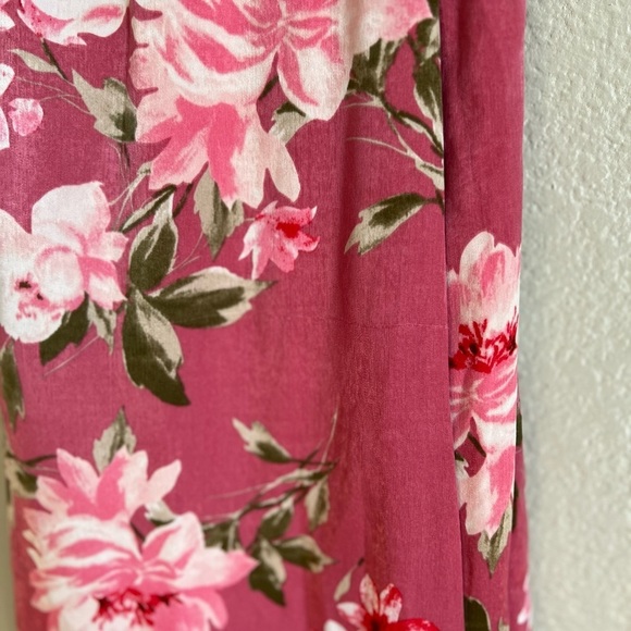 Love of Romance Pink Floral Print Satin Cowl Neck Maxi Dress - Picture 8 of 10